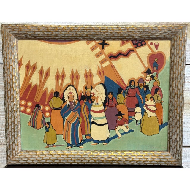 Joseph Bidzinski (American, active mid-20th century) Native American Ceremonial Procession, 1950 Oil on canvas A striking...