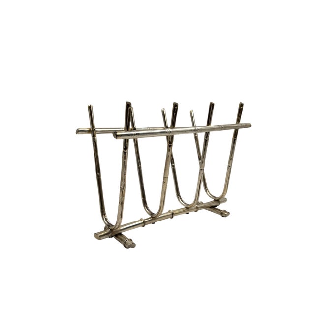 Hollywood Regency Bamboo Shaped Brass Magazine Rack, Italy 1970s For Sale - Image 6 of 9