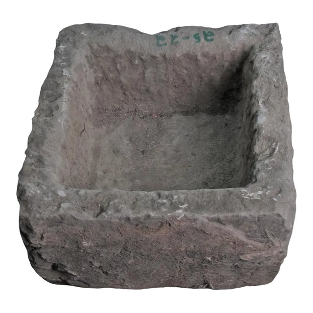 19" Inch Long Hand Chiseled Stone Trough 24-22 For Sale