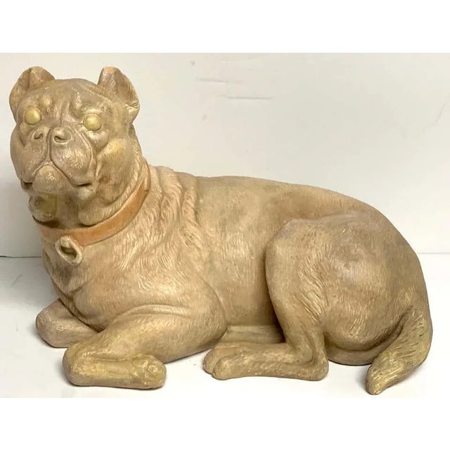 Victorian Late 19th Century Antique English Terracotta Recumbent Pug Dog For Sale - Image 3 of 10