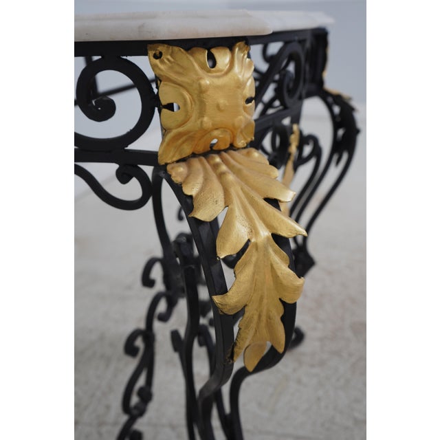 Wrought Iron Marble Top Console Foyer Table For Sale - Image 10 of 12
