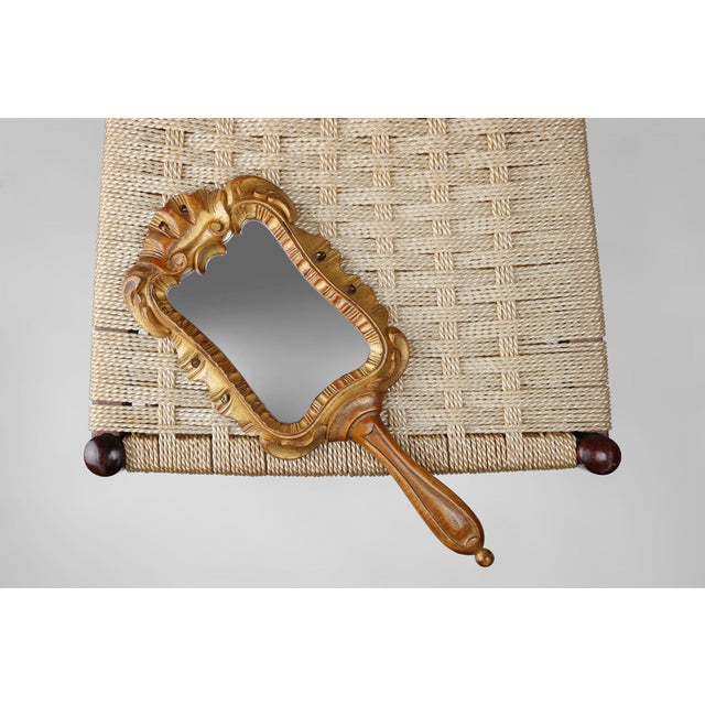 Mid-Century Modern Wooden Hand-Held Mirror, France, 1950s For Sale - Image 3 of 11