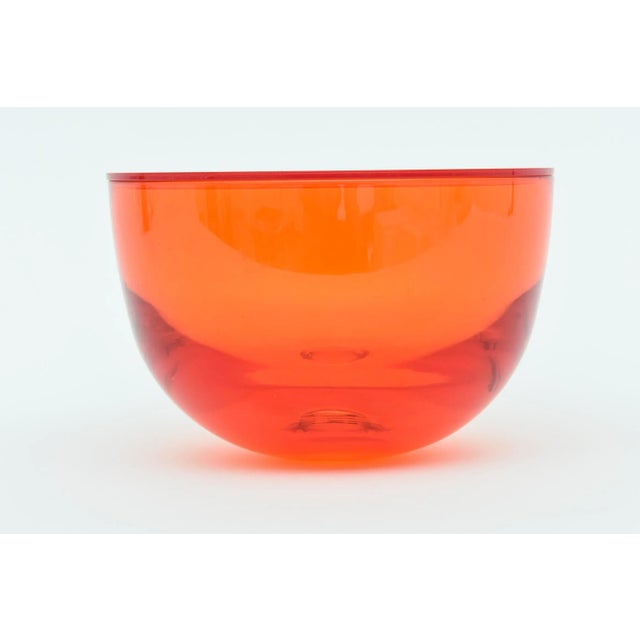 2010s Orange Round Lidded Lucite Box For Sale - Image 5 of 12