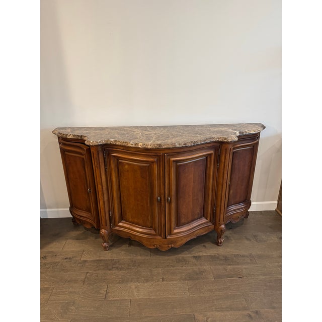 Wood Century Furniture Coeur De France Credenza With Marble Top For Sale - Image 7 of 9