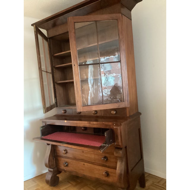 Antique Glass Door Hutch-Desk and Drawers For Sale In New York - Image 6 of 11