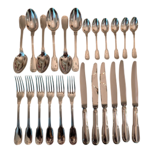 Late 20th Century Christofle "Chinon" Sterling Silver 4-Piece Place Settings, 6 Sets 24 Pieces