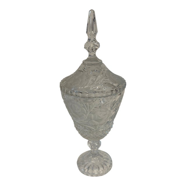 Vintage Lead Crystal Candy Dish and Lid " Rose Collection" For Sale