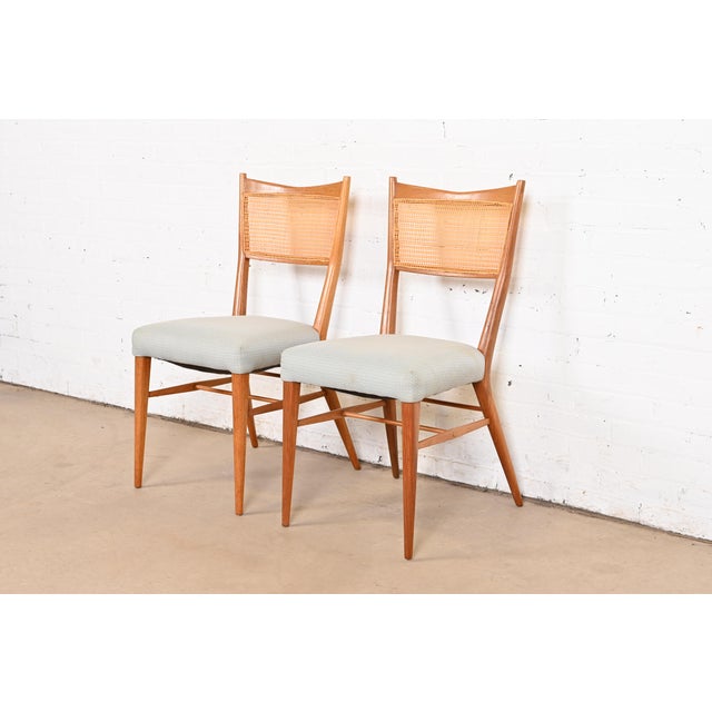 Paul McCobb for Directional Sculpted Mahogany and Cane Dining Chairs or Side Chairs, Pair For Sale - Image 12 of 12