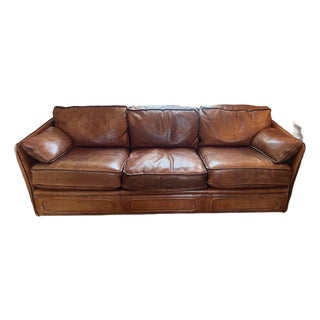 1970s French Leather Sofa Attributed to Roche Bobois For Sale