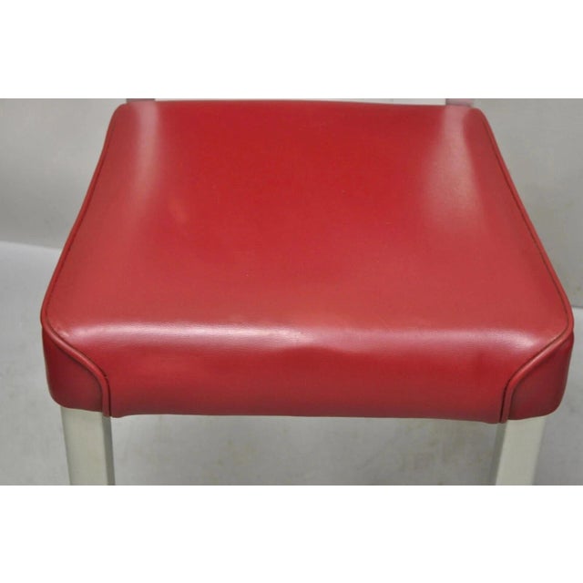 Mid 20th Century Vintage General Fireproofing GoodForm Aluminum Red Vinyl Side Chairs - A Pair For Sale - Image 11 of 11