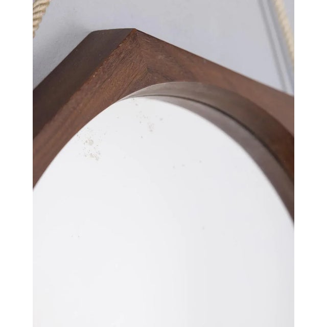 Glass Italian Wood and Rope Wall Mirror, 1960s For Sale - Image 7 of 8