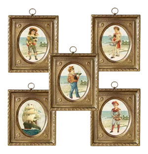 Contemporary Victorian Style Figurative Nautical Prints, Framed - Set of 5