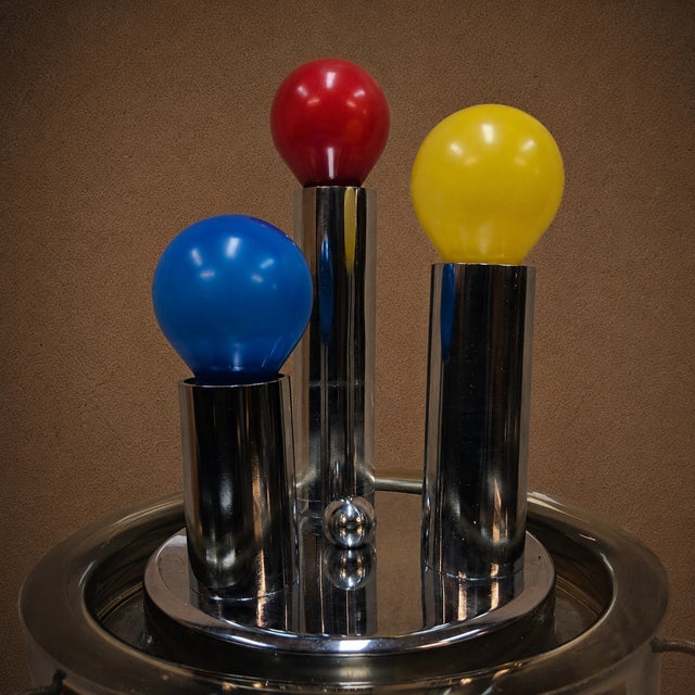 Vintage Italian Space Age Floor Lamp in Chrome and Glass, 1970s For Sale - Image 12 of 17