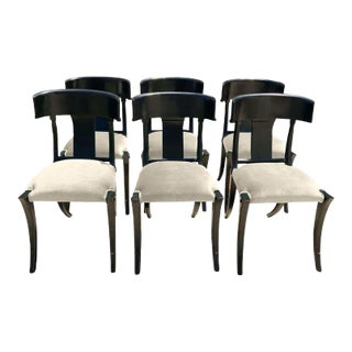 Modern Mid-Century Style Klismos Chairs in Boucle-Set of 6 For Sale