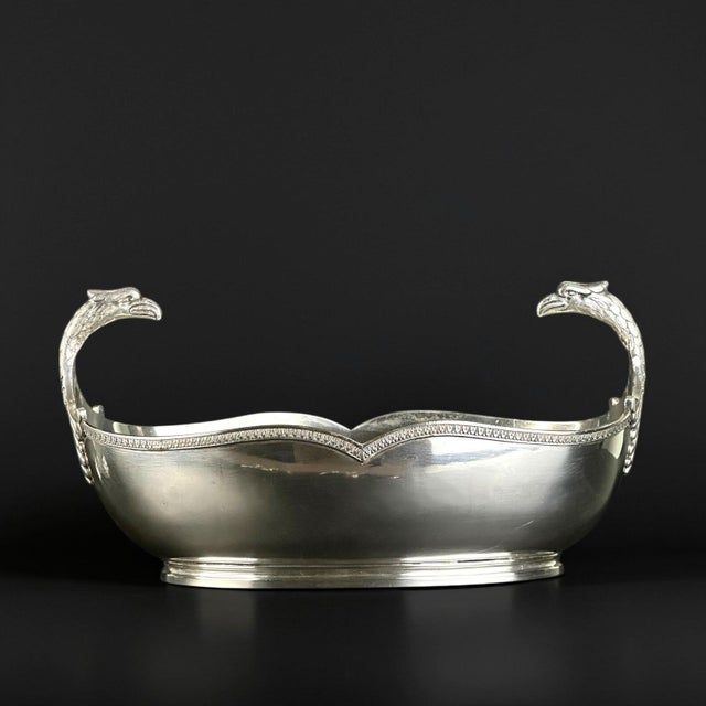 Silver-Plated Centerpiece Basket with Eagle-Head Handles by Victor Saglier for Phénix, Late 19th Century For Sale - Image 9 of 9