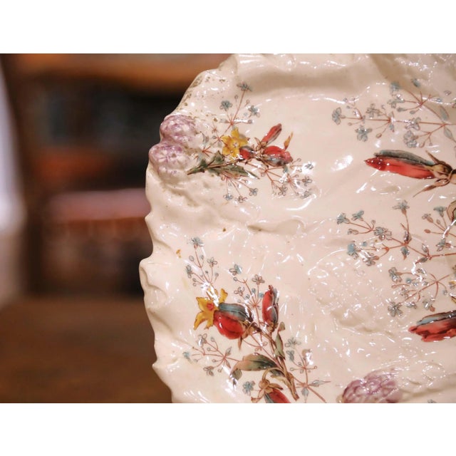 19th Century French Luneville “Campanule” Barbotine Floral Platter, Circa 1890 For Sale In Dallas - Image 6 of 10