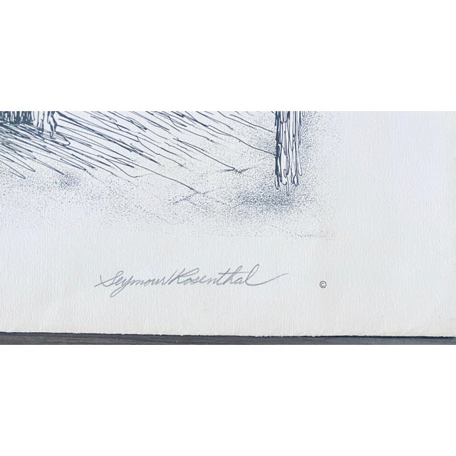Mid 20th Century Seymour Rosenthal, American Artist Judaic Lithograph Synagogue Scene For Sale - Image 5 of 7