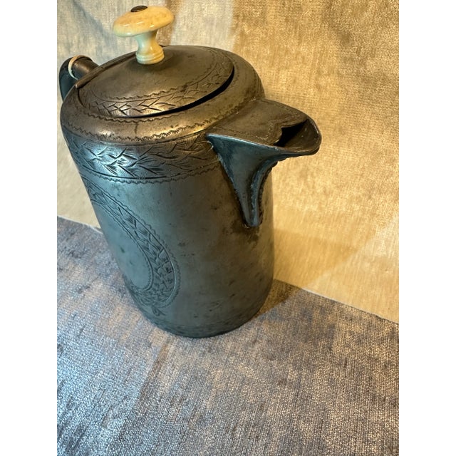 Late 19th Century Antique Pewter Coffee/Tea Pot Kettle For Sale - Image 5 of 12