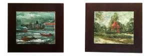 Mid Century Impasto Oil Paintings on Canvas Board by Kam Kee Yong - a Pair