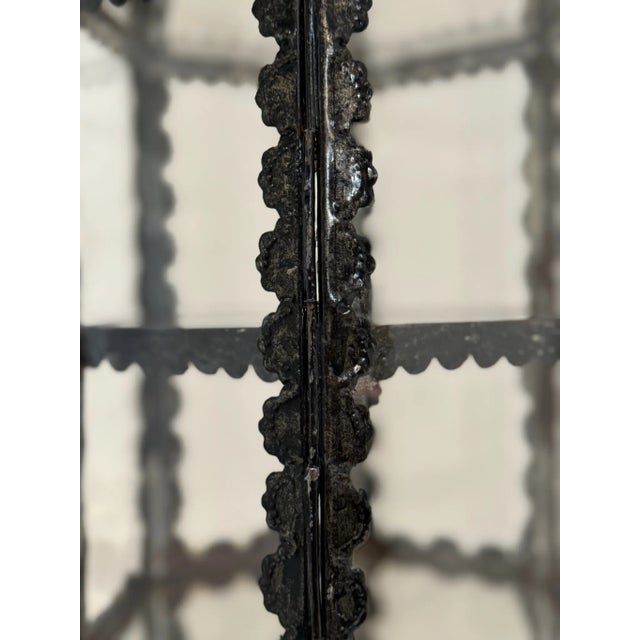 Mid-Century Modern Mid 20th Century Silvered Metal & Glass Hexagonal Display Vitrine/Display For Sale - Image 3 of 9