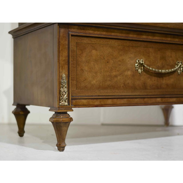 Brown Mid Century French Provincial-Style Highboy Dresser by Hellam Furniture Company Pennsylvania For Sale - Image 8 of 13