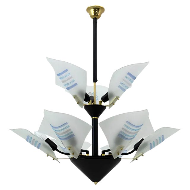 Modern Italian Murano Glass Chandelier in the Shape of Sails, 1989 For Sale