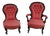 Victorian Balloon Back His and Hers Parlour Salon Chairs, Set of 2 For Sale