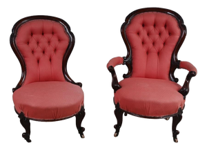 Victorian Balloon Back His and Hers Parlour Salon Chairs, Set of 2