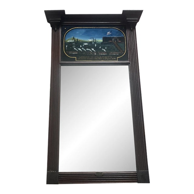 19th Century Hand Painted New York Harbor Federal Mirror For Sale