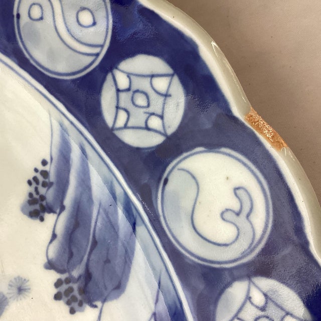 Ceramic Antique Kakiemon Style Japanese Porcelain Platter, 17" Wide, Large and Heavy For Sale - Image 7 of 12