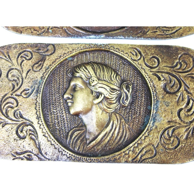 Italian Neoclassical Bronze Furniture Mounts with Cherub and Cameo Medallions, 1900s, Set of 4 For Sale - Image 4 of 12