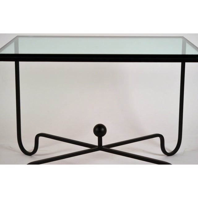 Metal Entretoise' Matte Black and Thick Glass End Tables by Design Frères - a Pair For Sale - Image 7 of 10