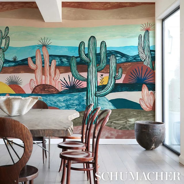 Schumacher Desert Scape Wallpaper Panel Set in Prismatic - 4 Panels For Sale In New York - Image 6 of 7