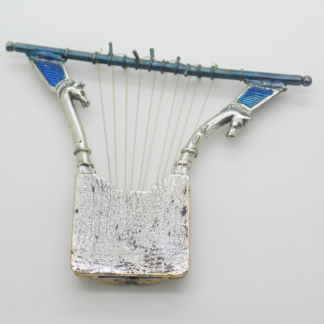 Vintage Handmade Egyptian Lyre Figurine in Silver, Florence, Italy, 1980s For Sale - Image 4 of 18