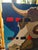 Stylized Geometric Painting of Two Cows in a Bold Cubist Style For Sale - Image 4 of 6