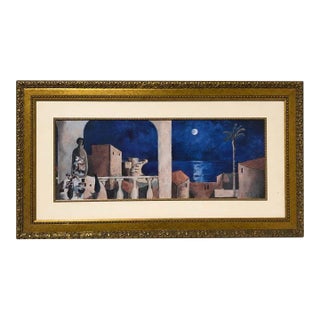 Mediterranean Coastal Framed Wall Art 45x25 Ornate Gold Frame Home Decor For Sale