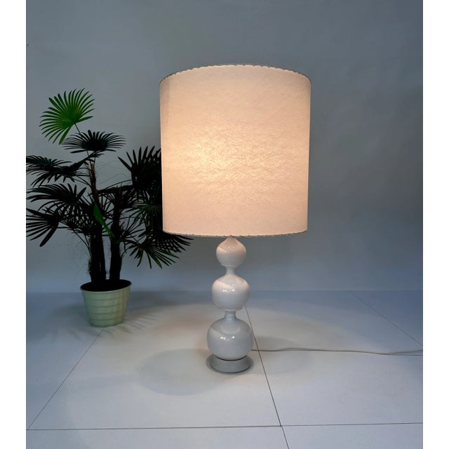 White Large Sculptural Bubble Ceramic Table Lamp with Parchment Lampshade, West Germany, 1960s For Sale - Image 8 of 18