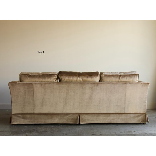 Sherrill Furniture Late 20th Century Champagne Velvet Pair of Tuxedo Sofas by Sherrill, Made in Usa For Sale - Image 4 of 13