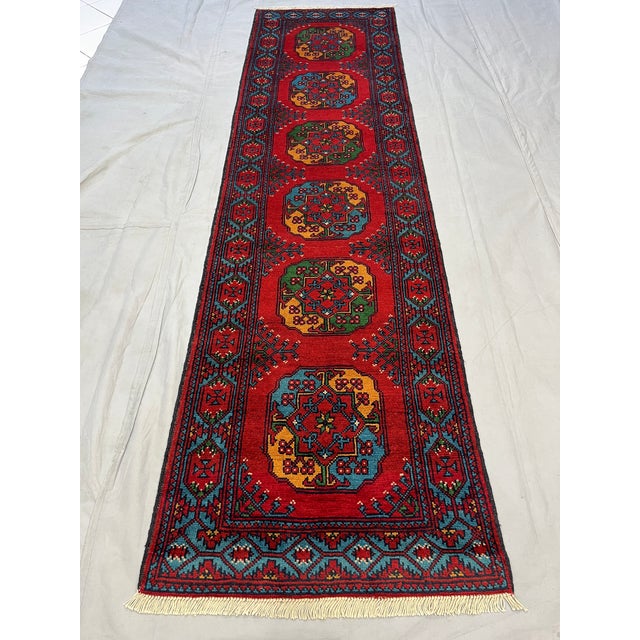 Art Deco Red Philpa Tribal Wool Runner Rug With Geometric Medallions, 2'7" X 9'11" For Sale - Image 3 of 12
