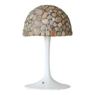 1980s Studio-Made Stone Shade Table Lamp With Tulip Base For Sale