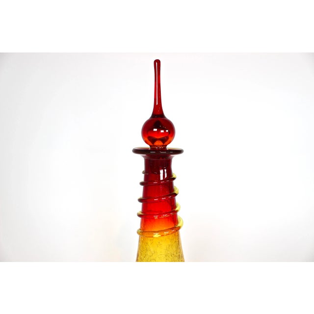 1960s 1960's Handblown Spiral Amberina Crackle Glass Decanter For Sale - Image 5 of 11