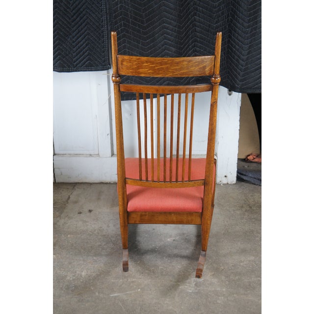 Antique Victorian Aesthetic Movement e.w. Godwin-Style Oak Rocking Chair Rocker For Sale - Image 6 of 13