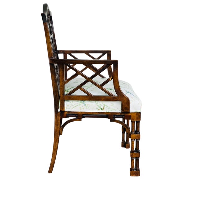 Brown Antique George III Chinese Chippendale Armchair in Thibaut for Scalamandre For Sale - Image 8 of 8