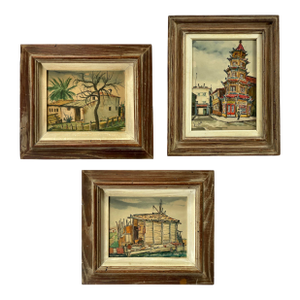 1950’s Framed Impressionist Ink and Watercolors by Manes Lichtenberg - Collection of 3 -