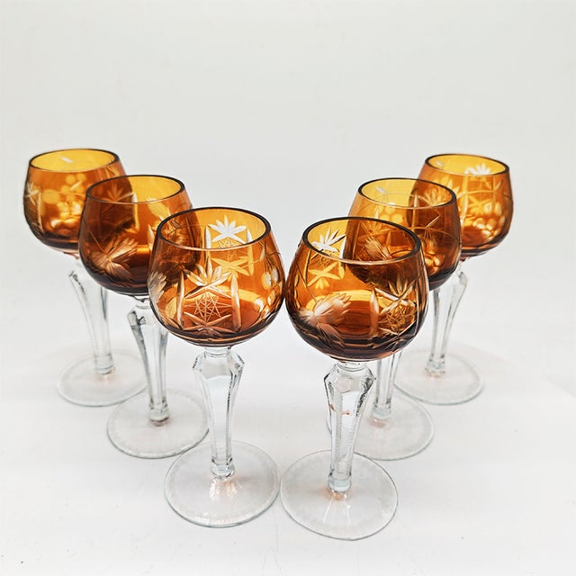 Liquor Glasses in Crystal attributed to Nachtmann, 1960s, Germany, Set of 6 For Sale - Image 4 of 11