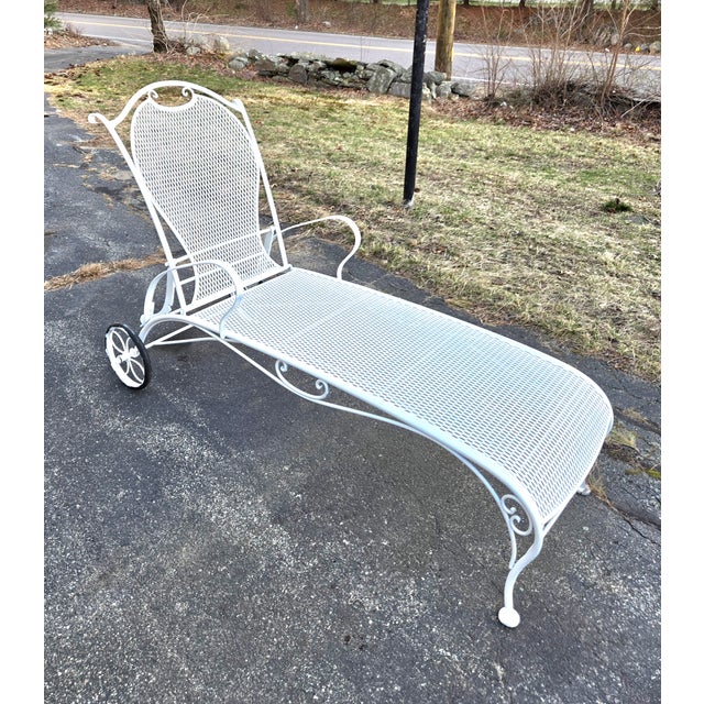Vintage Woodard Wrought Iron Outdoor Chaise Lounge Chair | Chairish