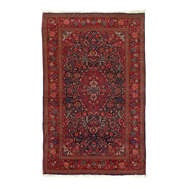 Pasargad DC Navy Blue Fine Hand Knotted Persian Antique Rug For Sale