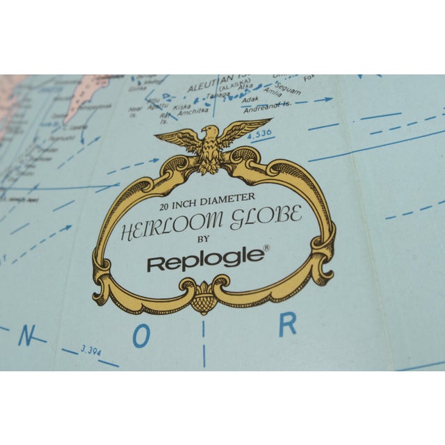 1990s Replogle Large Lighted Globe on Cherry Stand For Sale - Image 5 of 18