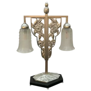 Geometric G Leleu French Art Deco Table Lamp