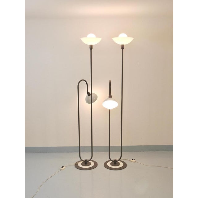 Metal Postmodern Uplighter Floor Lamps, Italy, 1980s, Set of 2 For Sale - Image 7 of 18